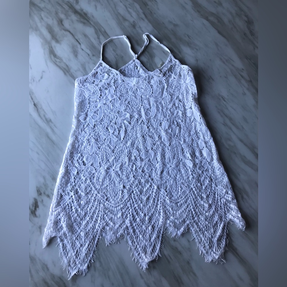 Vintage In Bloom By Jonquil Boho White Lace tank